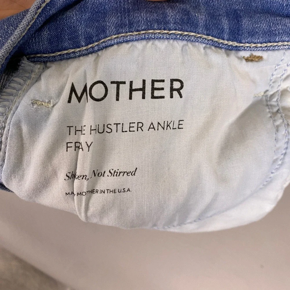 MOTHER The Hustler Ankle Fray Jeans 28 Shaken Not Stirred Blue High Rise Flare - Picture 4 of 14